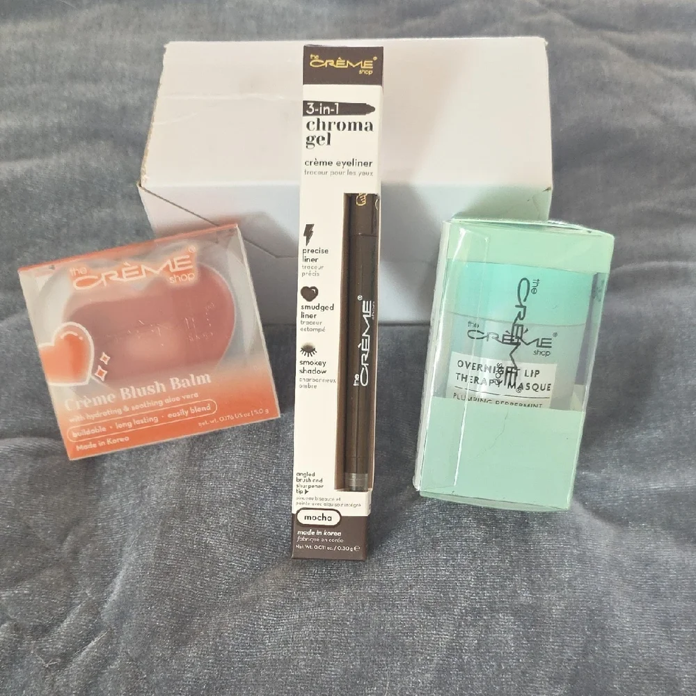THE CREME SHOP Blush Balm, 3 In 1 Chroma Gel  Eyeliner, Overnight Lip Masque